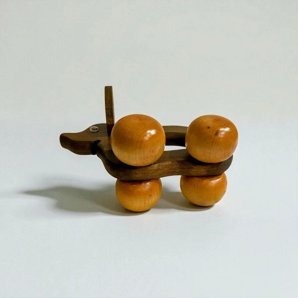 Vintage wooden massage pet animal elephant with roller massager decor ~8